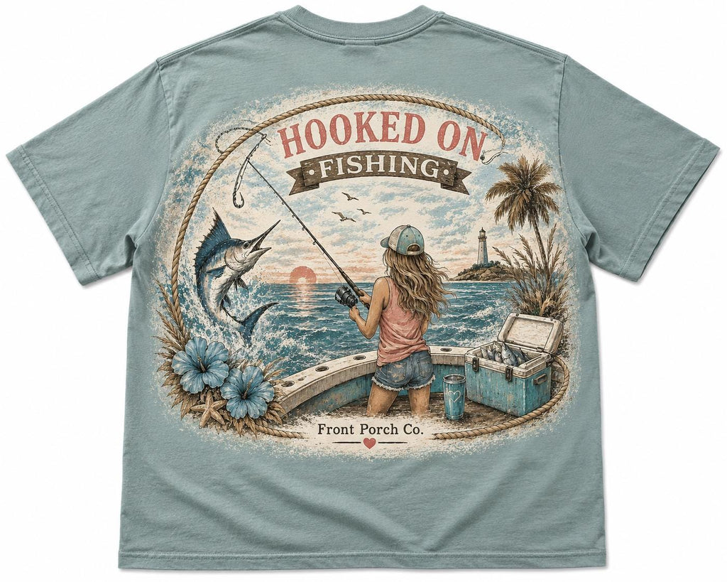 Saltwater Hooked on Fishing Tee