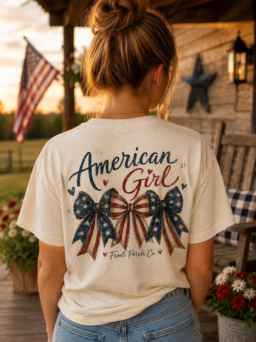 American Girl Tank Top – Rustic Patriotic Graphic Tee