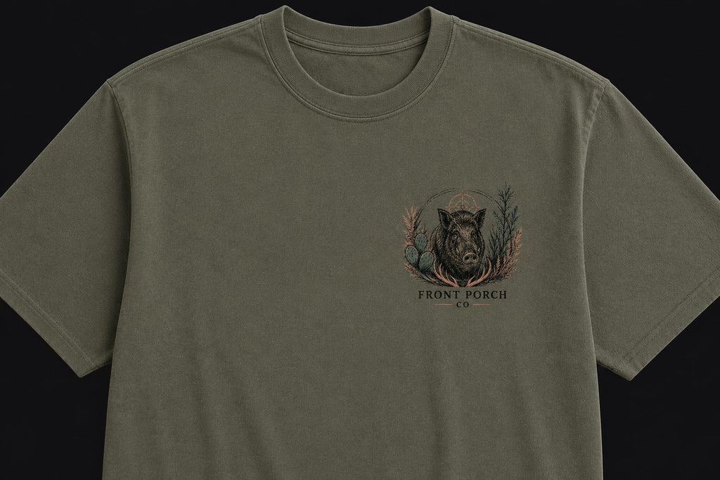 Wild Hog T-Shirt: Forest Scene Graphic Tee, Hunting Apparel
