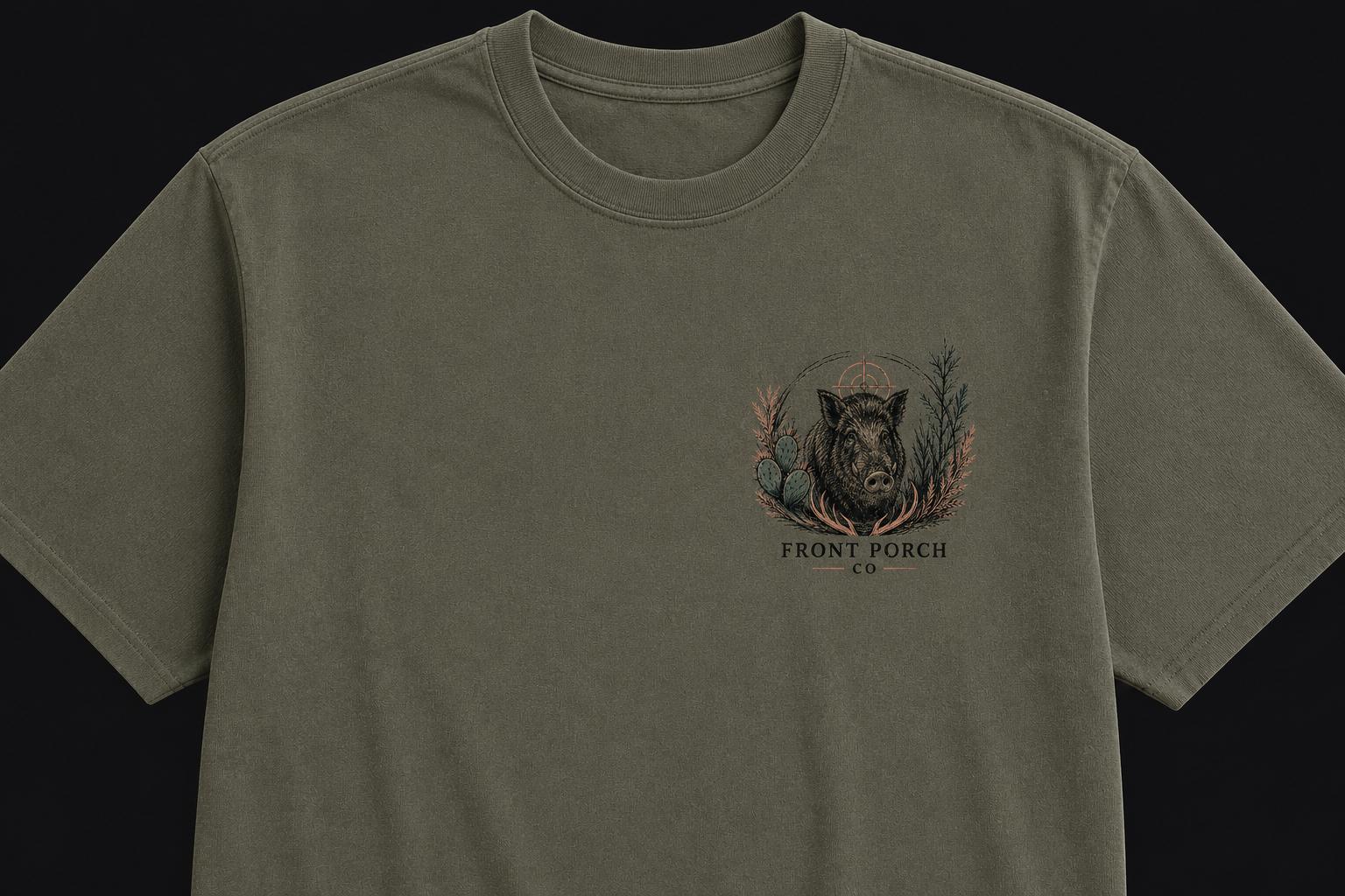 Wild Hog T-Shirt: Forest Scene Graphic Tee, Hunting Apparel