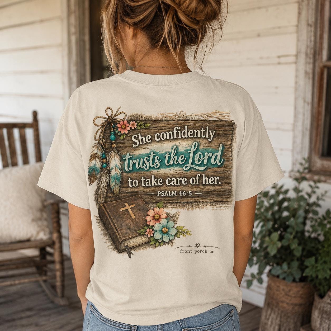 Christian Rustic Graphic Tee | Psalm 46:5 Faith Shirt for Women