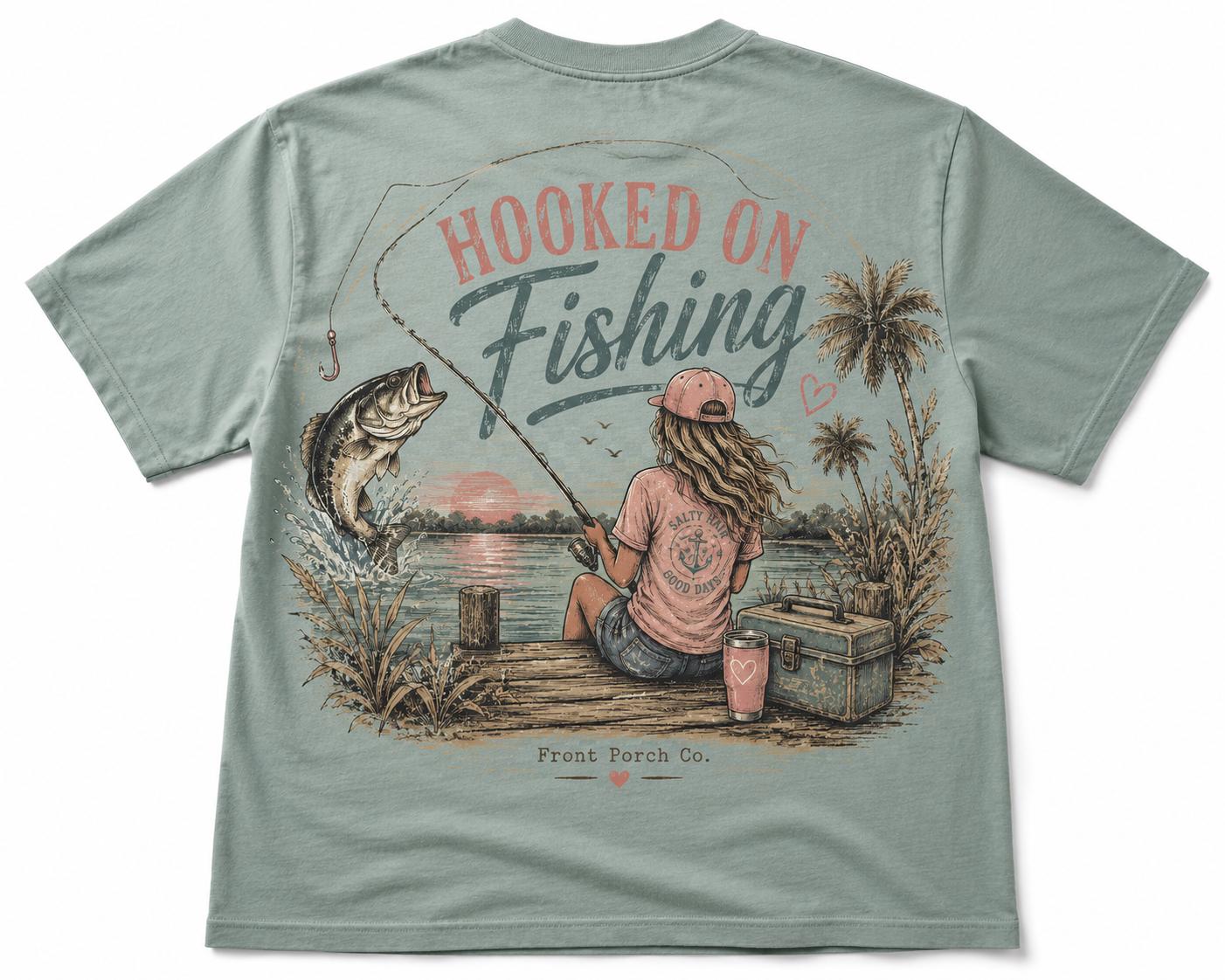 Fresh Water Hooked on Fishing Tee